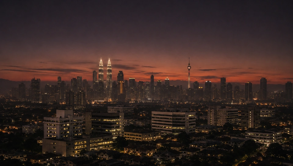 The Klang Valley at dusk with the offices still lit